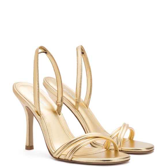 Larroudé Annie Sandal In Gold Metallic Leather, Size US 6.5 - Picture 4 of 12